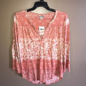 Lucky brand pink long sleeve flowy shirt